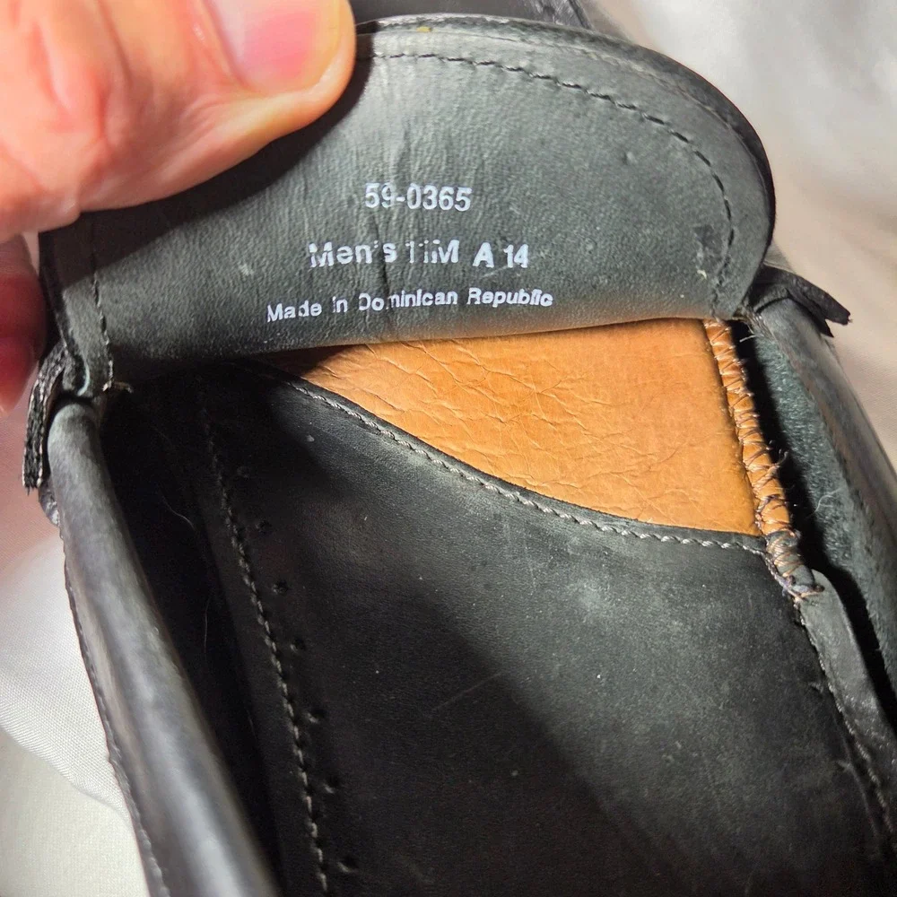 Johnston & Murphy Mens Black Leather Penny Loafer Driving Mocs 59-0365 Size 11M